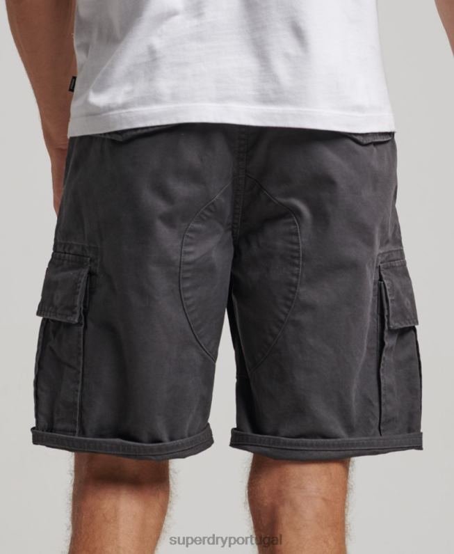 shorts cargo pesados ​​de algodão orgânico homens cinza escuro roupas Superdry 2208H250