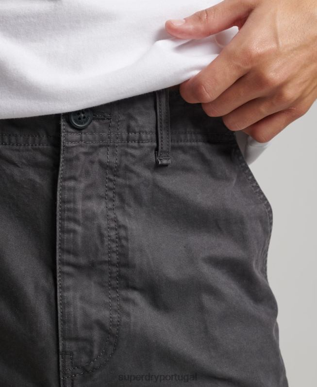 shorts cargo pesados ​​de algodão orgânico homens cinza escuro roupas Superdry 2208H250
