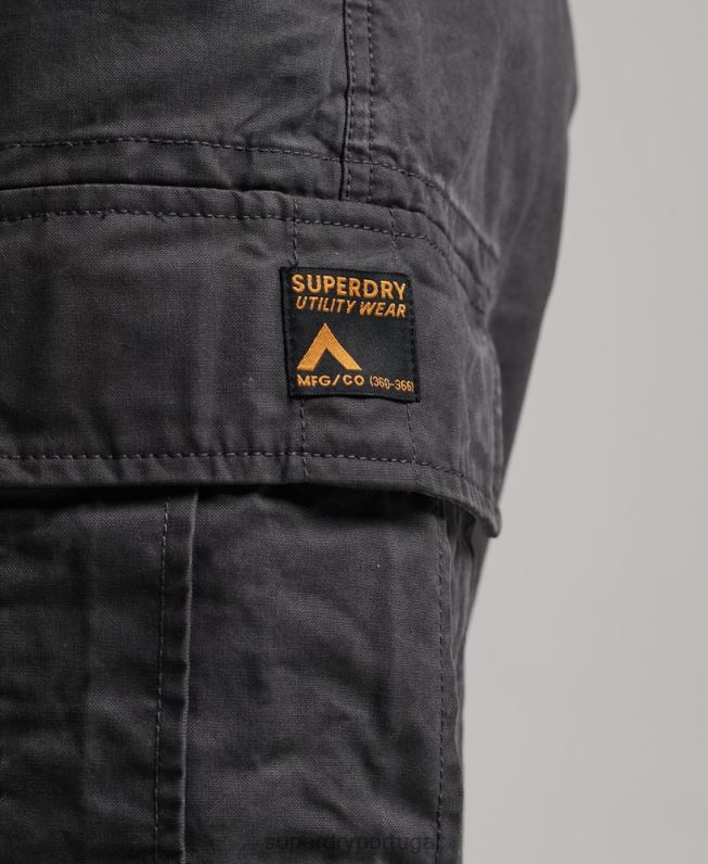 shorts cargo pesados ​​de algodão orgânico homens cinza escuro roupas Superdry 2208H250
