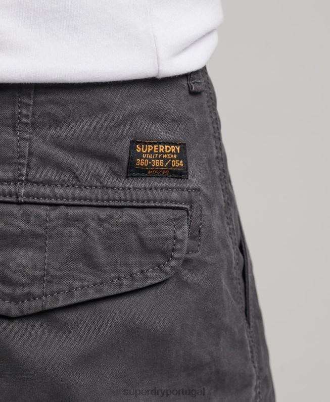 shorts cargo pesados ​​de algodão orgânico homens cinza escuro roupas Superdry 2208H250