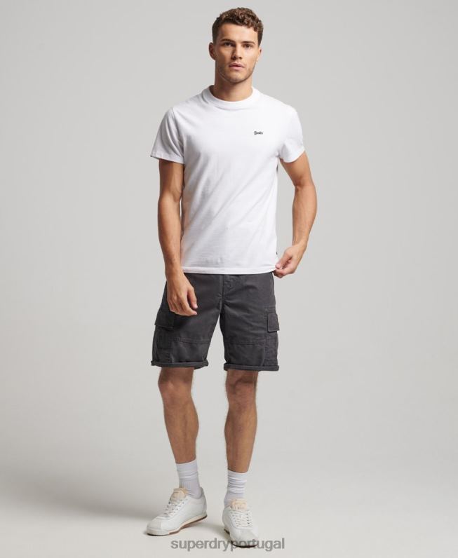 shorts cargo pesados ​​de algodão orgânico homens cinza escuro roupas Superdry 2208H250