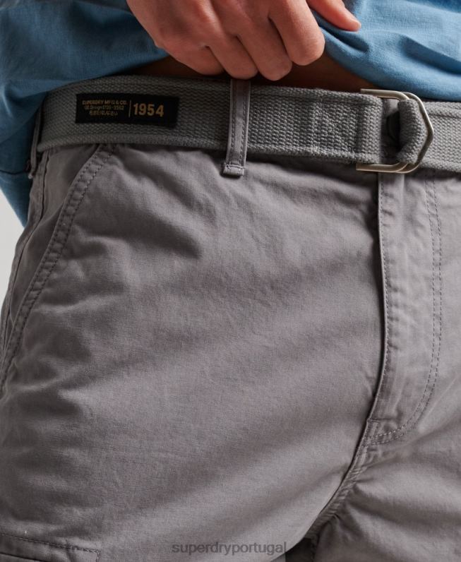 shorts cargo pesados ​​de algodão orgânico homens cinza roupas Superdry 2208H256