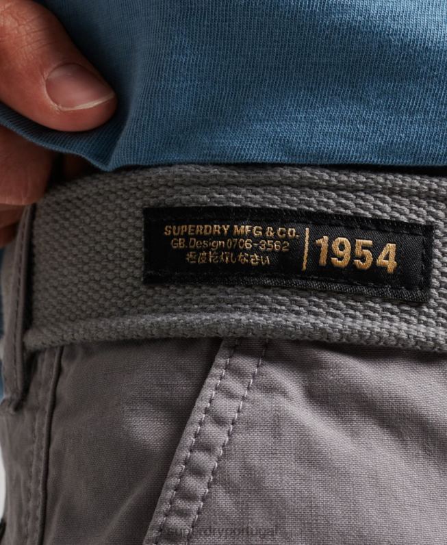 shorts cargo pesados ​​de algodão orgânico homens cinza roupas Superdry 2208H256