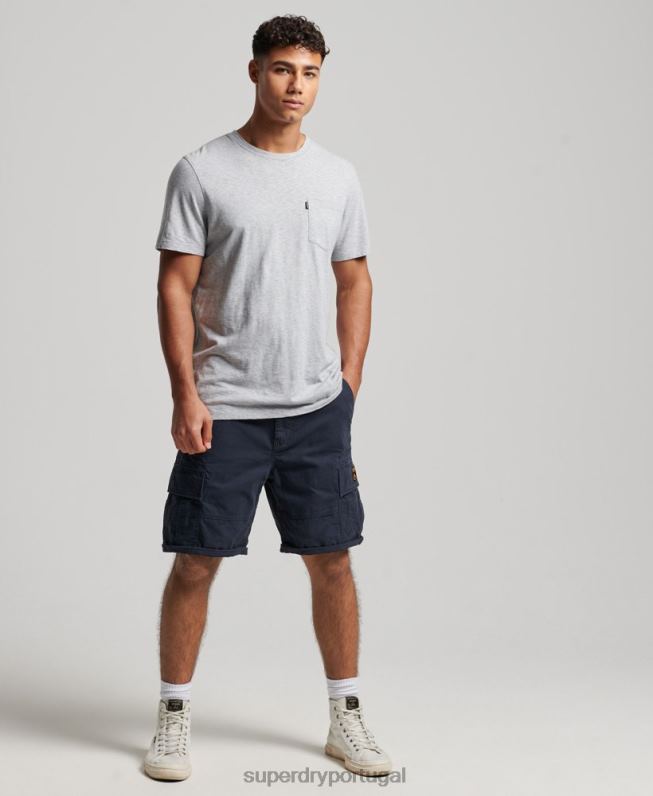 shorts cargo pesados ​​de algodão orgânico homens marinha roupas Superdry 2208H262