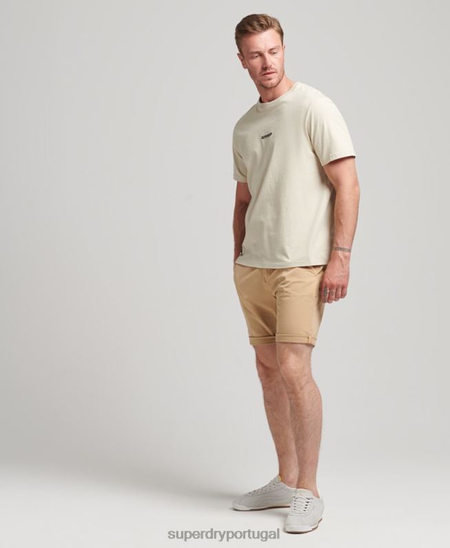 shorts chino core studios de algodão orgânico homens bege roupas Superdry 2208H305