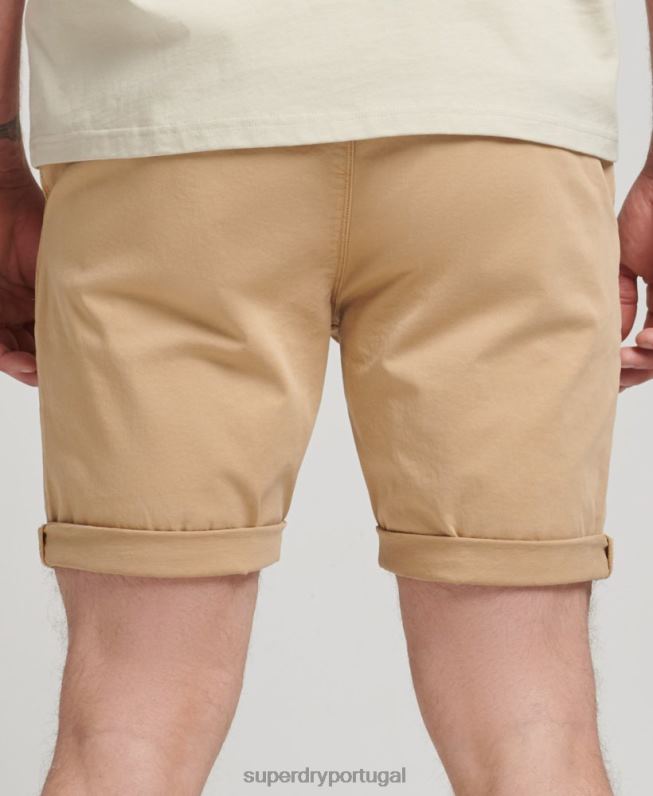 shorts chino core studios de algodão orgânico homens bege roupas Superdry 2208H305