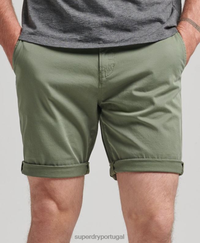 shorts chino core studios de algodão orgânico homens verde roupas Superdry 2208H282
