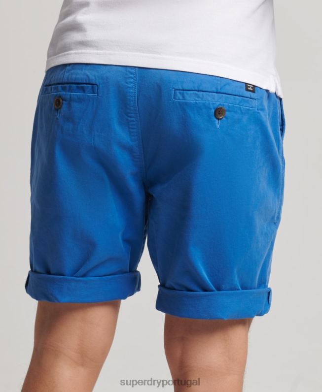 shorts chino de núcleo de algodão orgânico homens azul claro roupas Superdry 2208H336