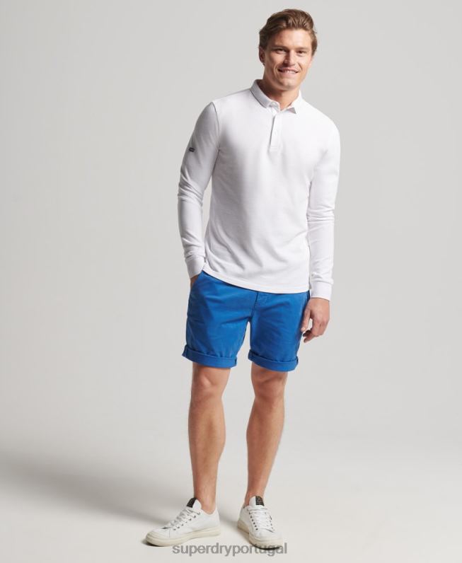 shorts chino de núcleo de algodão orgânico homens azul claro roupas Superdry 2208H336