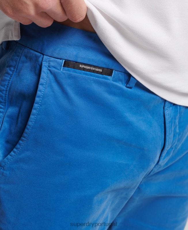 shorts chino de núcleo de algodão orgânico homens azul claro roupas Superdry 2208H336