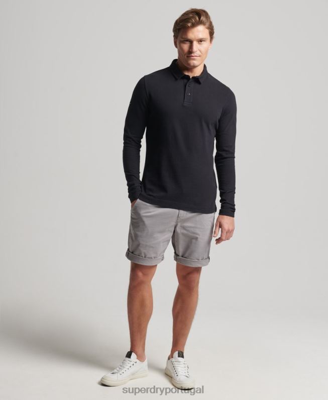 shorts chino de núcleo de algodão orgânico homens cinza claro roupas Superdry 2208H349