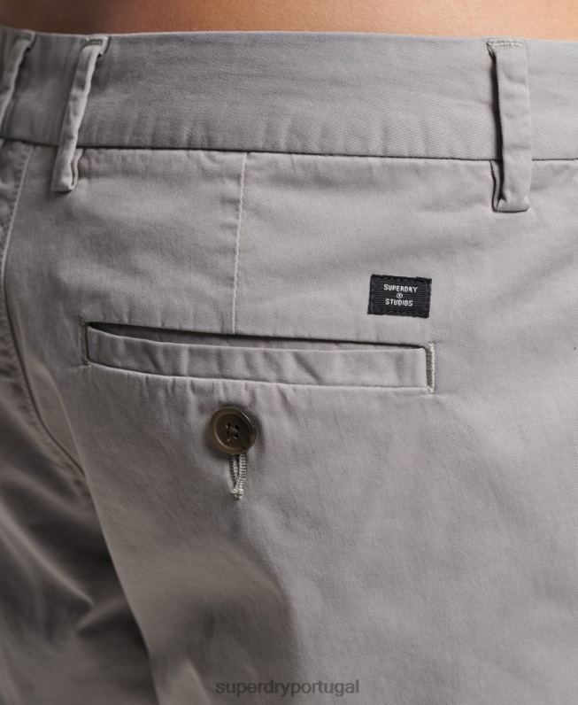 shorts chino de núcleo de algodão orgânico homens cinza claro roupas Superdry 2208H349