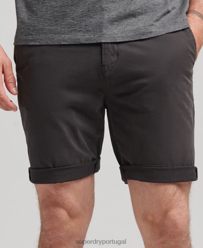 shorts chino de núcleo de algodão orgânico homens preto roupas Superdry 2208H348