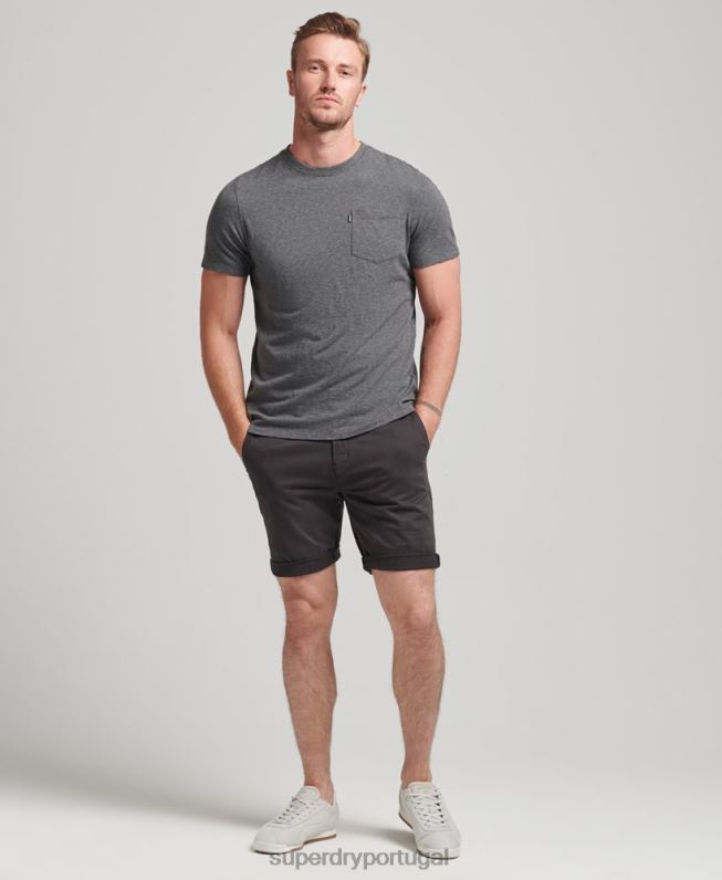 shorts chino de núcleo de algodão orgânico homens preto roupas Superdry 2208H348