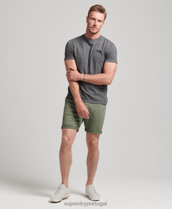 shorts chino de núcleo de algodão orgânico homens verde roupas Superdry 2208H314