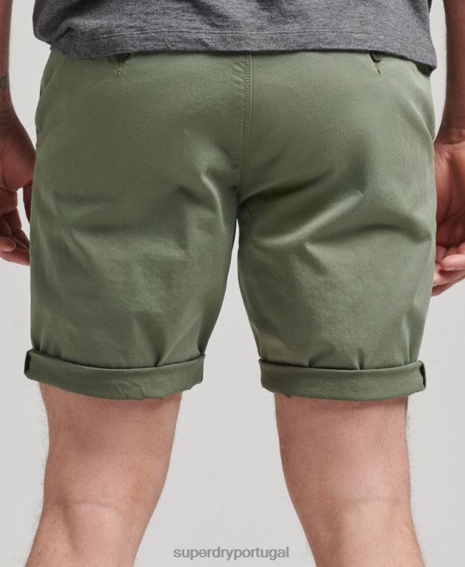 shorts chino de núcleo de algodão orgânico homens verde roupas Superdry 2208H314