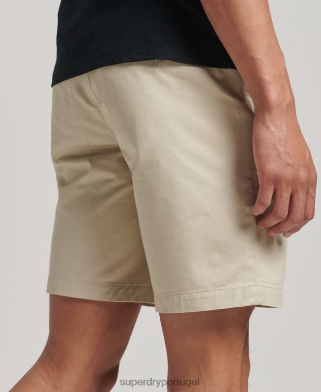shorts chino elásticos finos homens bege roupas Superdry 2208H254