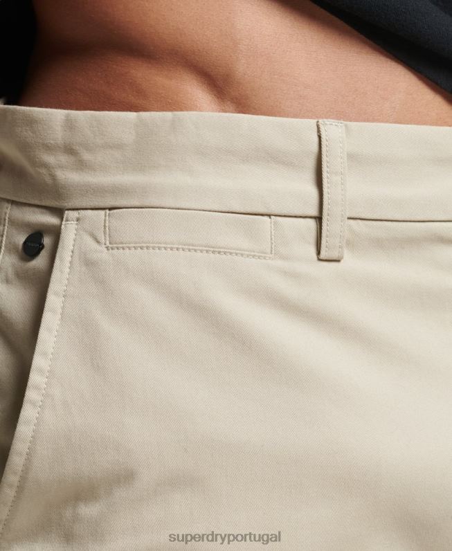 shorts chino elásticos finos homens bege roupas Superdry 2208H254