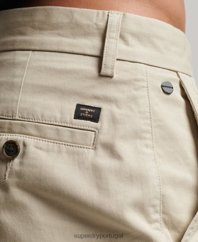 shorts chino elásticos finos homens bege roupas Superdry 2208H254