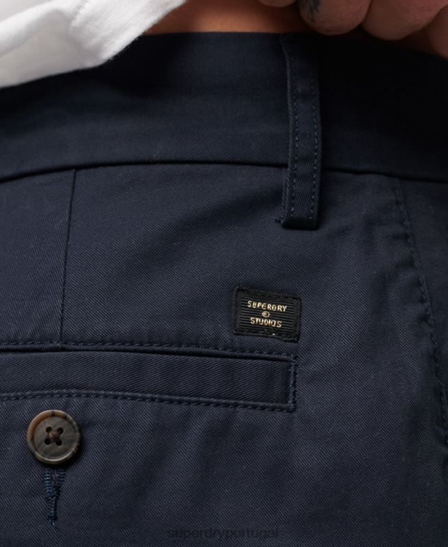 shorts chino elásticos finos homens marinha roupas Superdry 2208H103