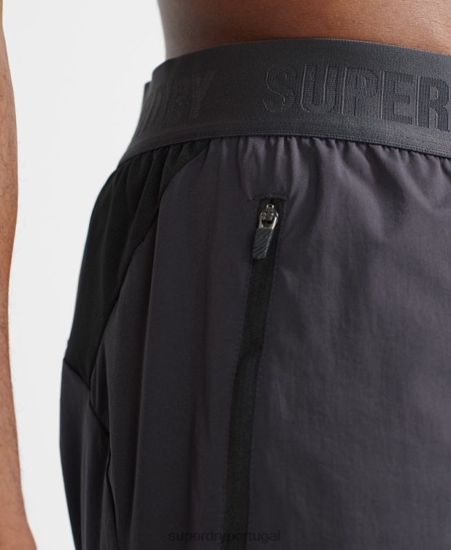 shorts de camada premium train homens cinza escuro roupas Superdry 2208H356