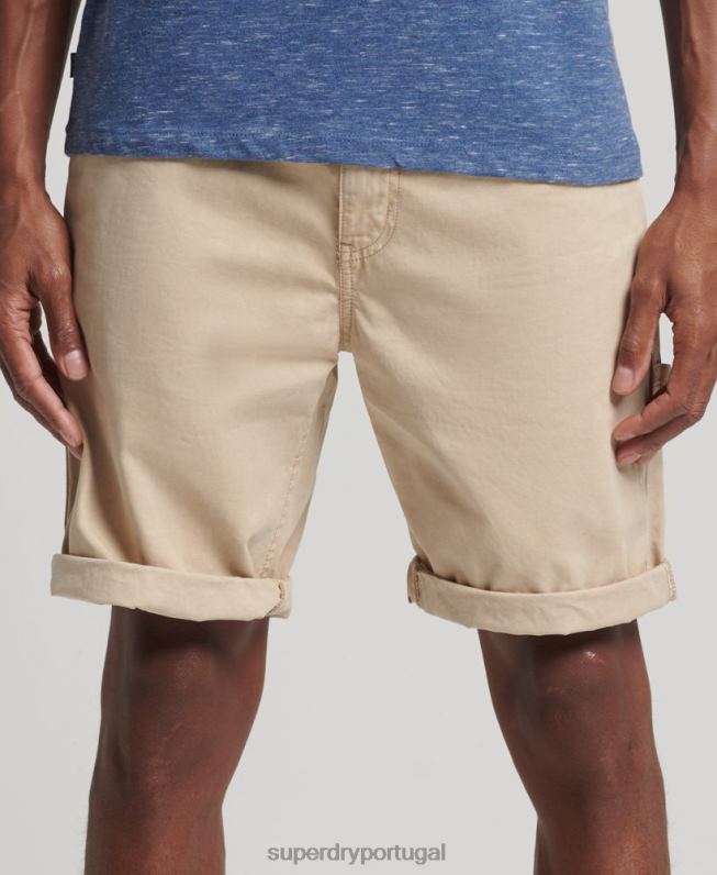 shorts de carpinteiro vintage de algodão orgânico homens creme roupas Superdry 2208H331