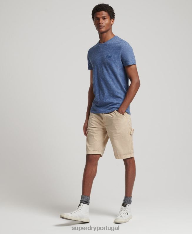 shorts de carpinteiro vintage de algodão orgânico homens creme roupas Superdry 2208H331