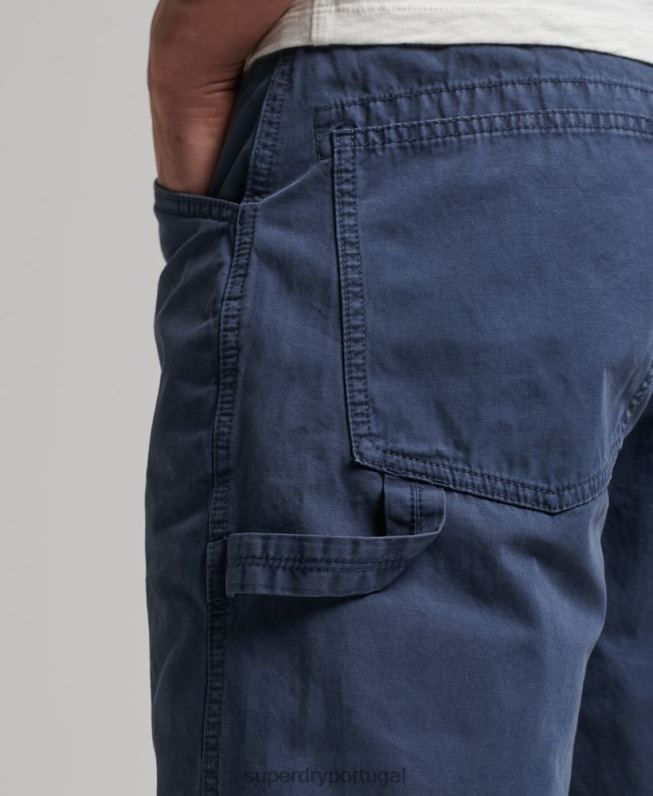 shorts de carpinteiro vintage de algodão orgânico homens marinha roupas Superdry 2208H358