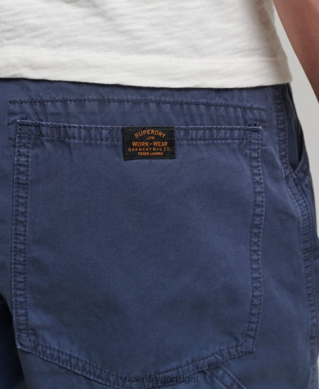shorts de carpinteiro vintage de algodão orgânico homens marinha roupas Superdry 2208H358