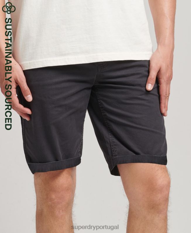 shorts de carpinteiro vintage de algodão orgânico homens preto roupas Superdry 2208H309