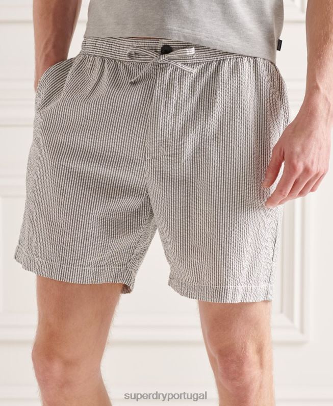 shorts de cordão de seersucker homens cinza roupas Superdry 2208H6438