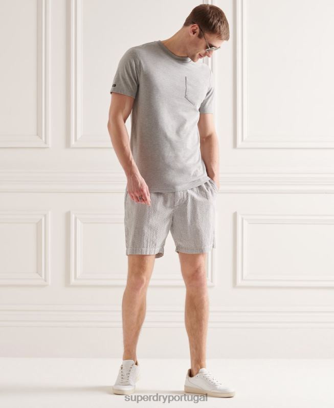 shorts de cordão de seersucker homens cinza roupas Superdry 2208H6438
