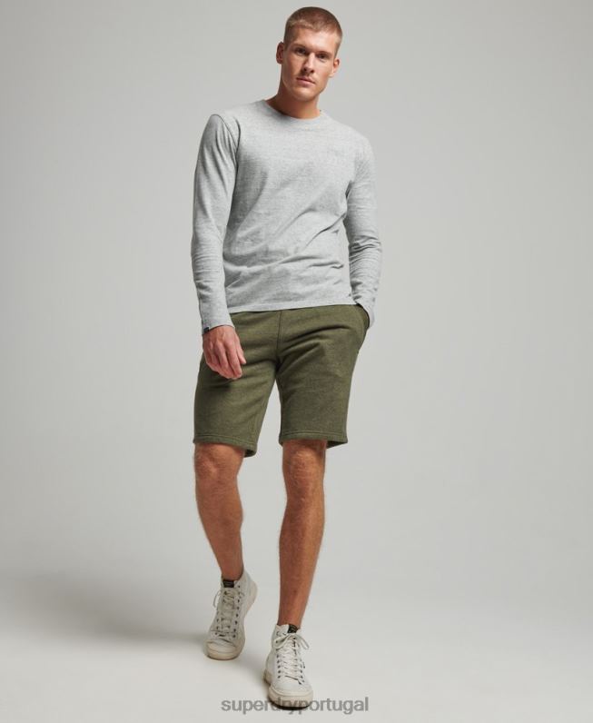 shorts de jérsei bordados com logo vintage homens caqui roupas Superdry 2208H289