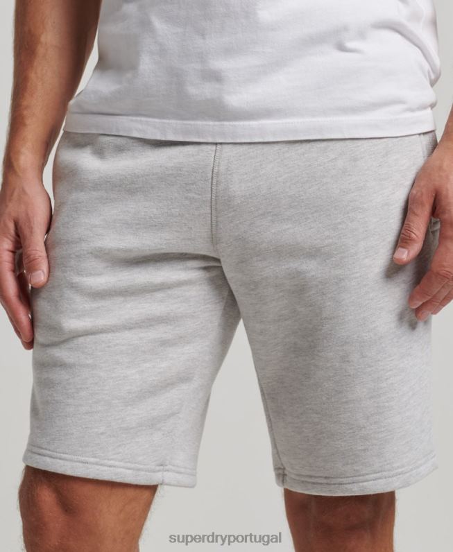 shorts de jérsei bordados com logo vintage homens cinza claro roupas Superdry 2208H294