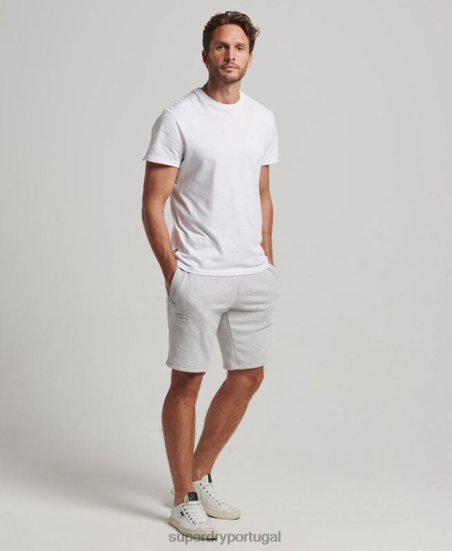 shorts de jérsei bordados com logo vintage homens cinza claro roupas Superdry 2208H294