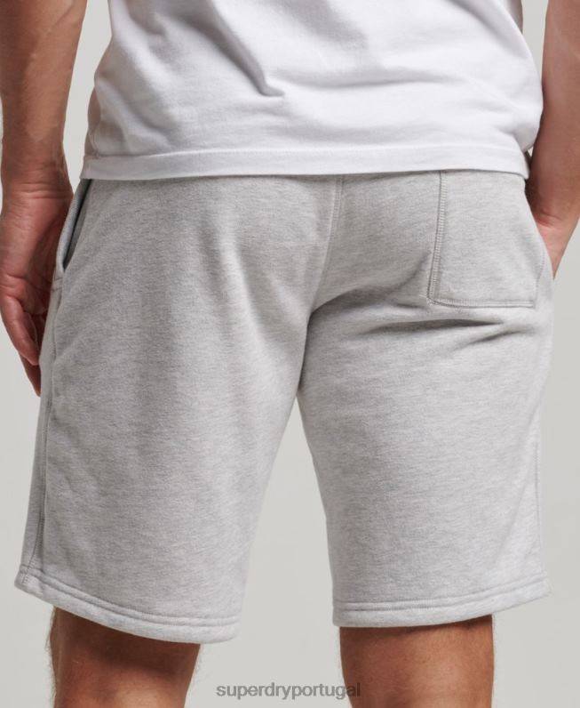 shorts de jérsei bordados com logo vintage homens cinza claro roupas Superdry 2208H294