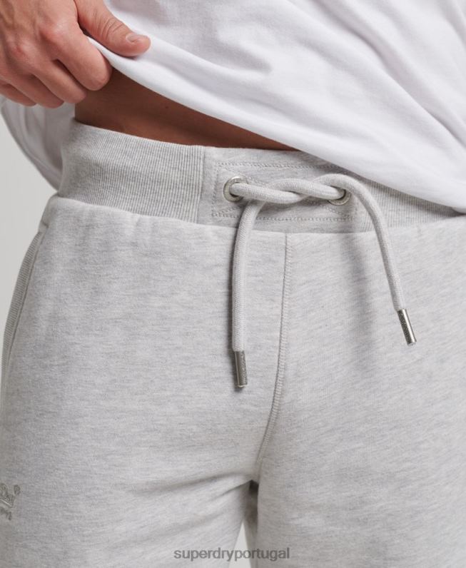 shorts de jérsei bordados com logo vintage homens cinza claro roupas Superdry 2208H294