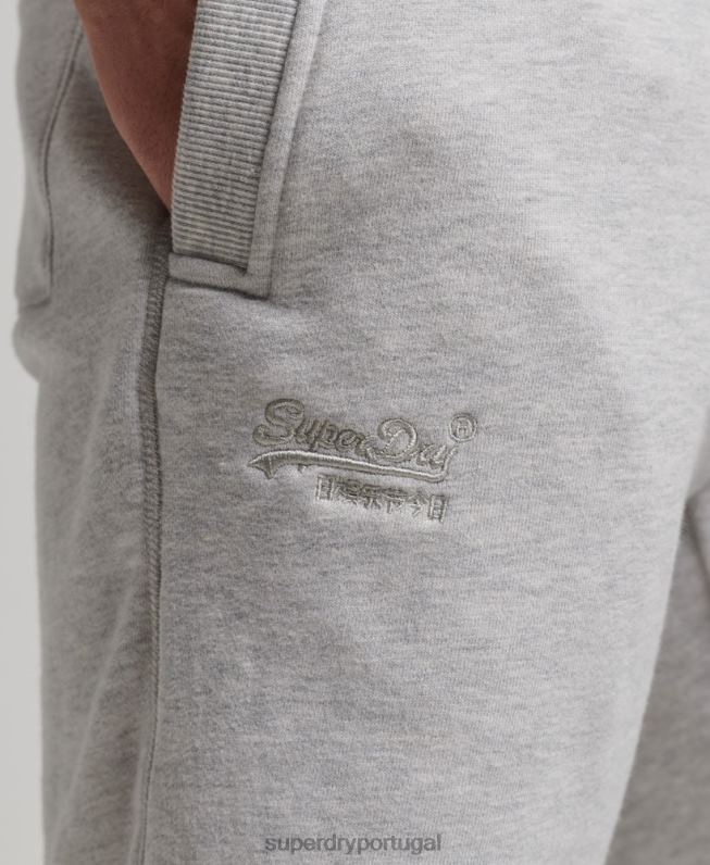 shorts de jérsei bordados com logo vintage homens cinza claro roupas Superdry 2208H294