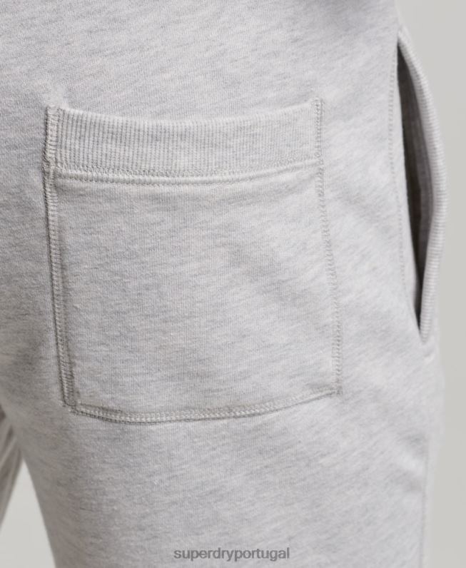 shorts de jérsei bordados com logo vintage homens cinza claro roupas Superdry 2208H294