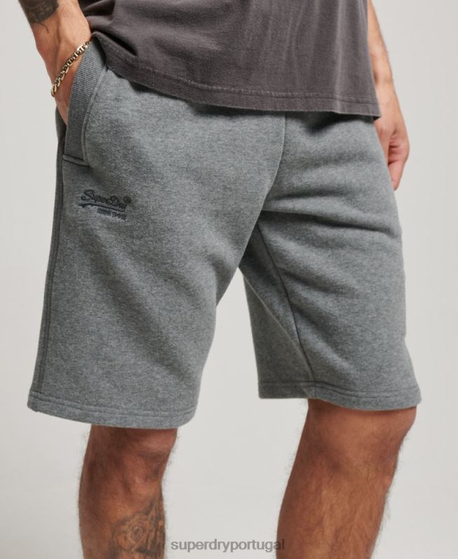 shorts de jérsei bordados com logo vintage homens cinza roupas Superdry 2208H261