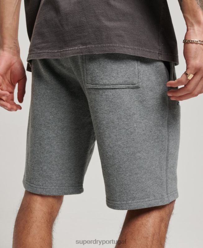 shorts de jérsei bordados com logo vintage homens cinza roupas Superdry 2208H261