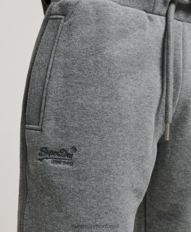 shorts de jérsei bordados com logo vintage homens cinza roupas Superdry 2208H261