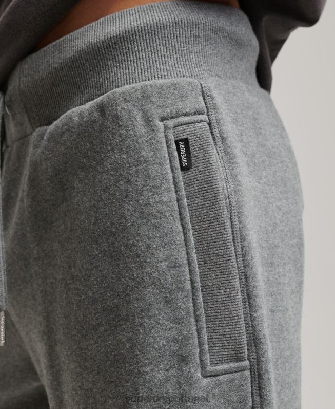 shorts de jérsei bordados com logo vintage homens cinza roupas Superdry 2208H261