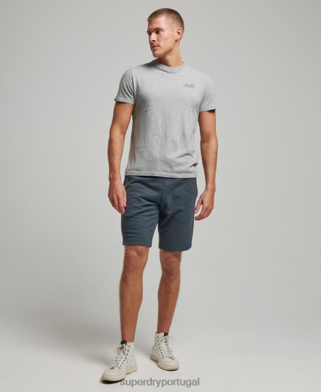 shorts de jérsei bordados com logo vintage homens marinha roupas Superdry 2208H319