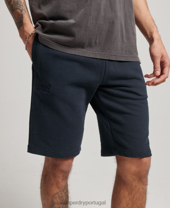 shorts de jérsei bordados com logo vintage homens marinha roupas Superdry 2208H324