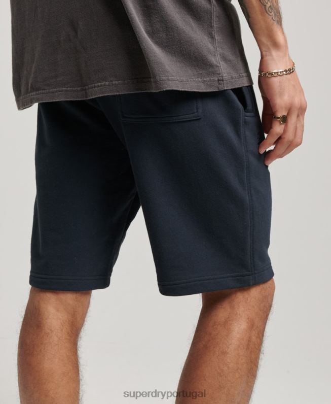 shorts de jérsei bordados com logo vintage homens marinha roupas Superdry 2208H324