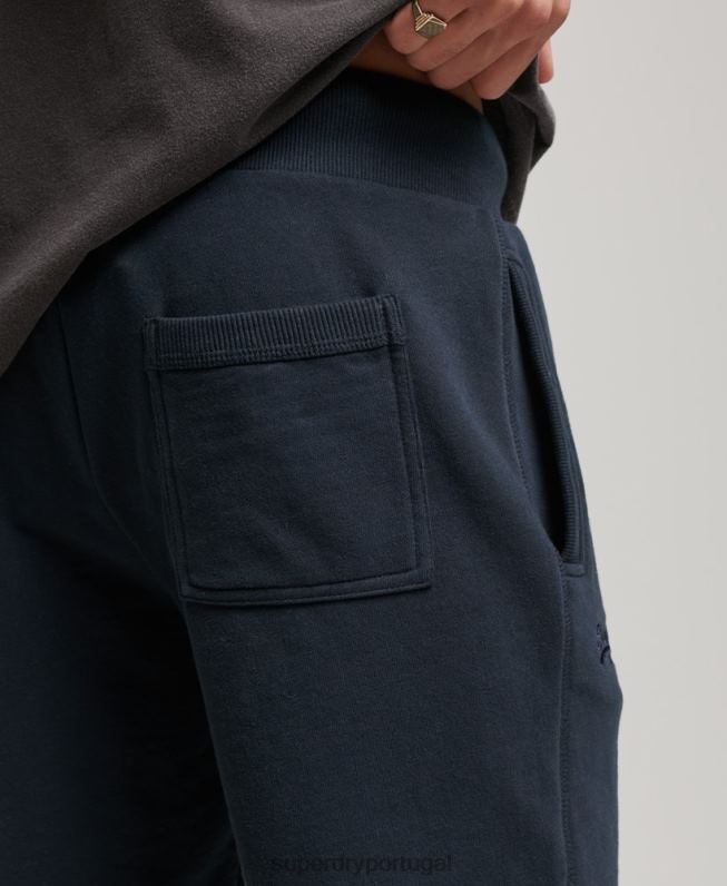 shorts de jérsei bordados com logo vintage homens marinha roupas Superdry 2208H324