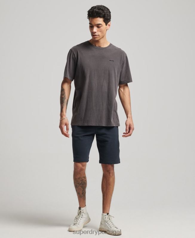 shorts de jérsei bordados com logo vintage homens marinha roupas Superdry 2208H324