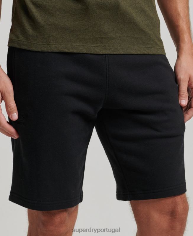 shorts de jérsei bordados com logo vintage homens preto roupas Superdry 2208H276