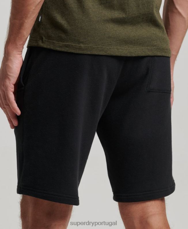 shorts de jérsei bordados com logo vintage homens preto roupas Superdry 2208H276
